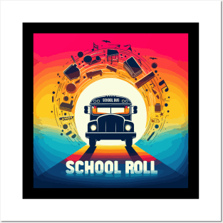 Silhouette Of A School Bus, School Roll Posters and Art